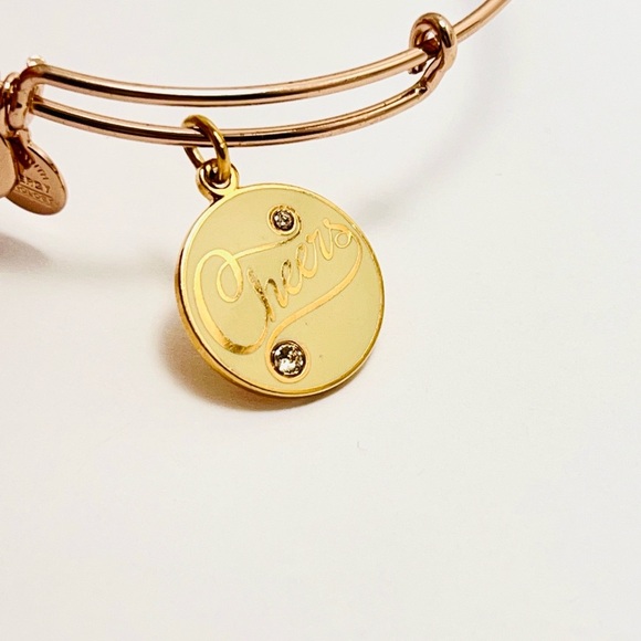 Alex and Ani Rose Gold “Cheers” Bangle Bracelet with Crystal Charm - Picture 6 of 6